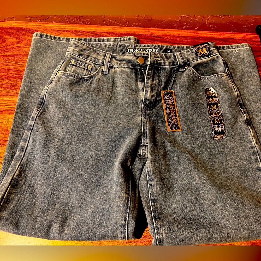 J FOR JUSTIFY- Gray Denim Jeans wide leg baggy fit